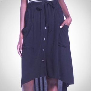 [Lush] High Low Buttoned Black Skirt